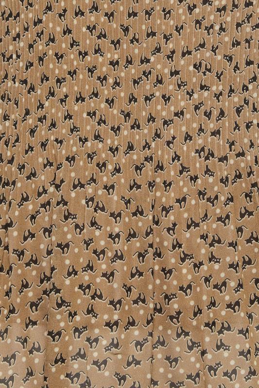 M&Co Brown Cat Print Pleated Blouse | M&Co 5