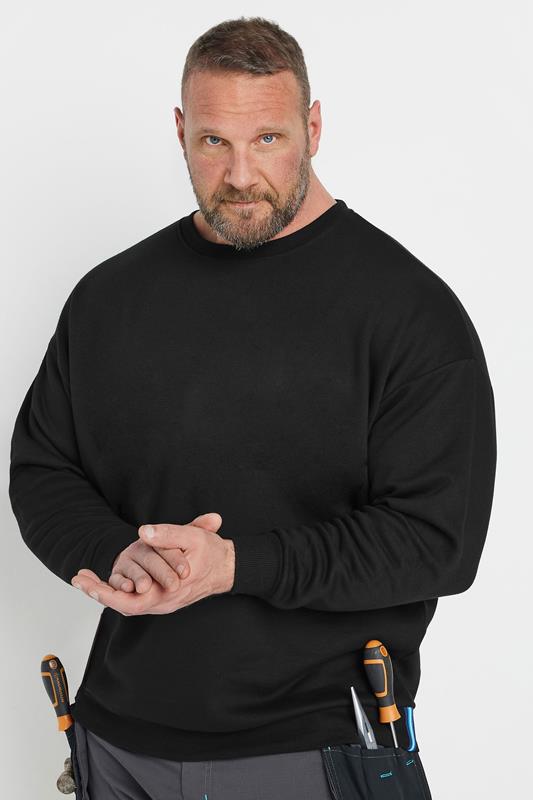 BadRhino Big & Tall Black Workwear Crew Neck Sweatshirt | BadRhino  1