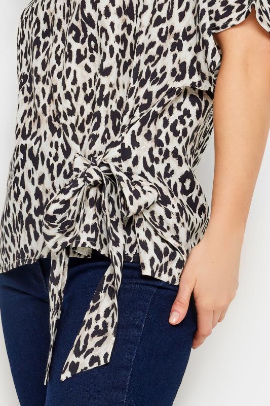M&Co Petite Natural Brown Leopard Print Tie Side Detail Blouse | M&Co  4