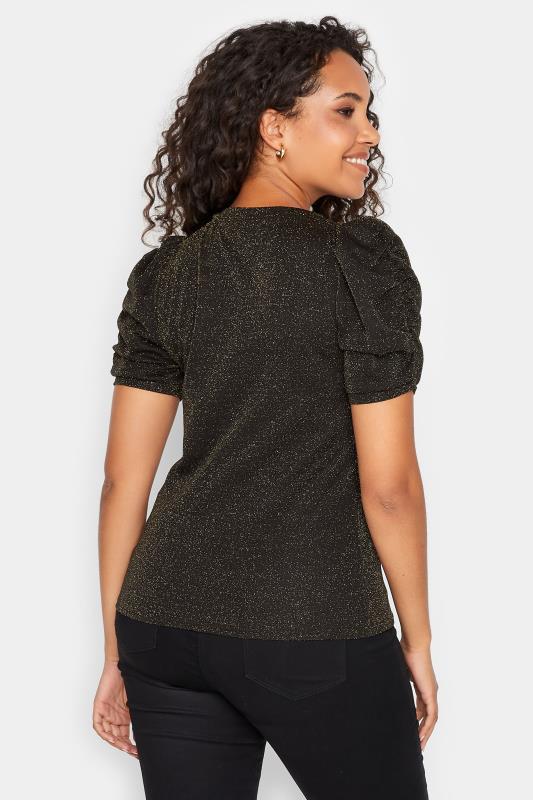 M&Co Black & Gold Shimmer Ruched Sleeve Blouse | M&Co 3