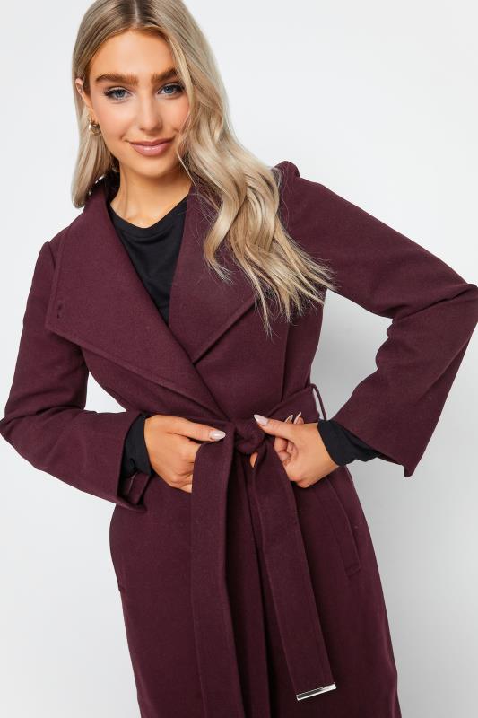 M&Co Wine Red Belted Formal Coat | M&Co 4