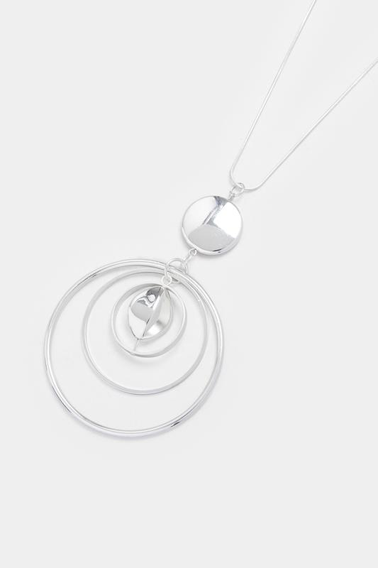Silver Tone Mixed Circle Long Necklace | Yours Clothing 2