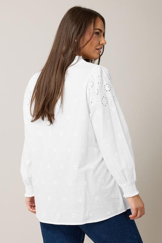 EVANS Plus Size White Broderie Cotton Blouse | Evans 2