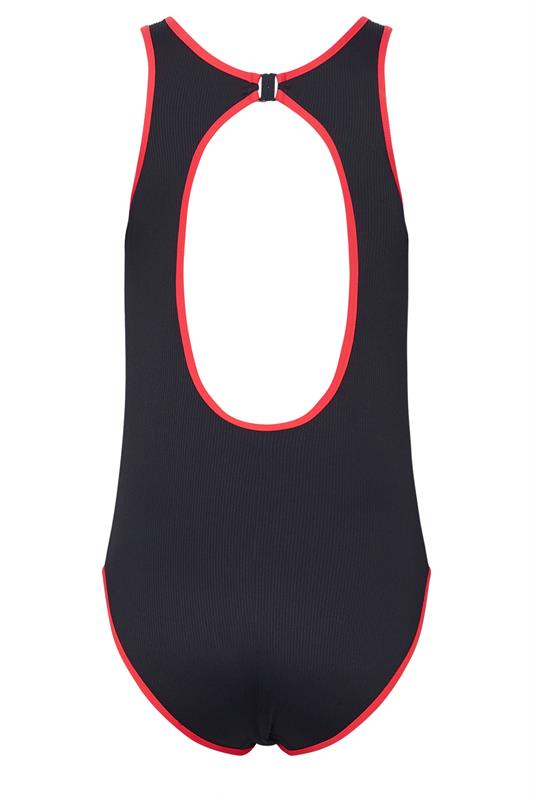 LTS Tall Women's Navy Blue & Red Ribbed Sporty Swimsuit | Long Tall Sally 6