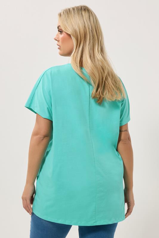 YOURS Plus Size Green Leopard Heart T-Shirt | Yours Clothing 4
