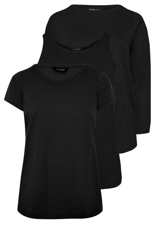YOURS Plus Size 3 PACK Black Core T-Shirt Essentials Set | Yours Clothing 9