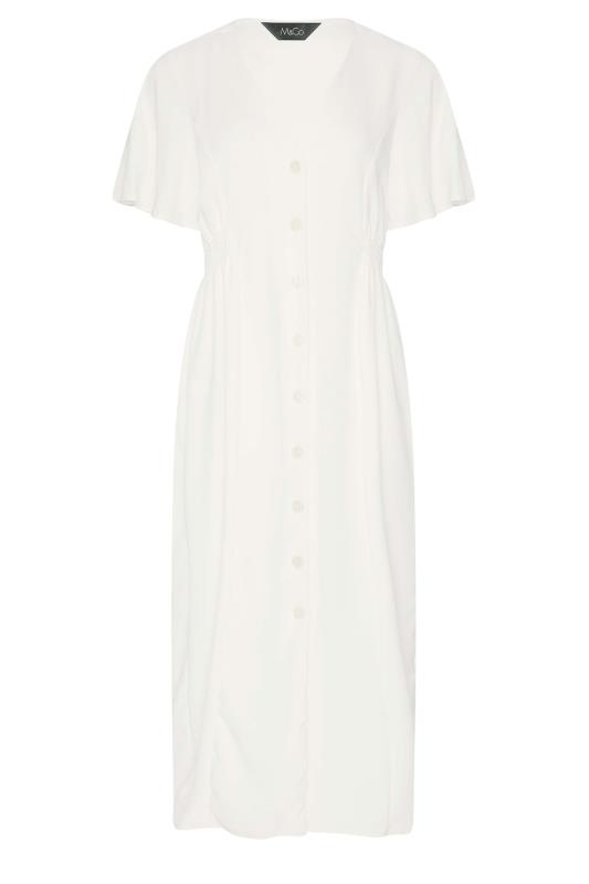 M&Co White Shirred Waist Button Dress | M&Co 6