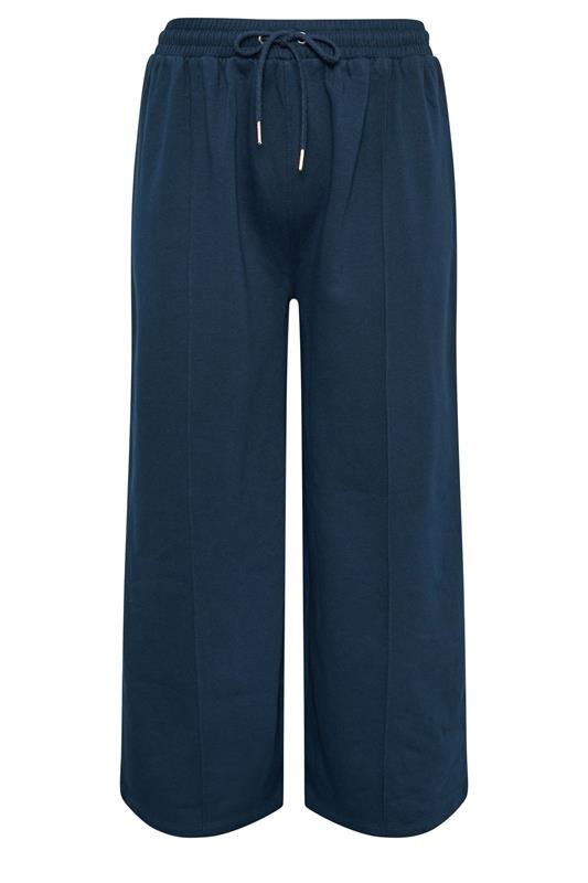 YOURS Plus Size Navy Blue Wide Leg Joggers | Yours Clothing 5
