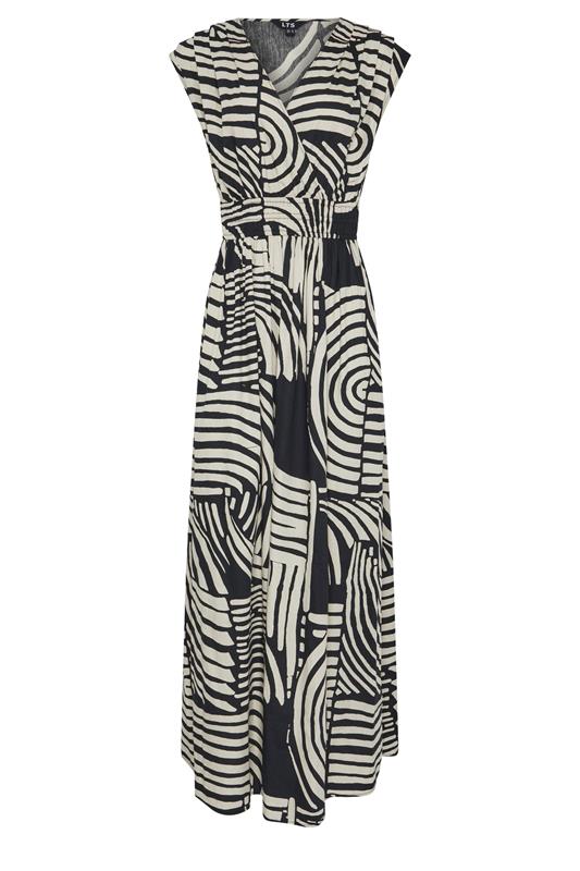 LTS Tall Women's Black Abstract Cotton Wrap Maxi Dress | Long Tall Sally 5