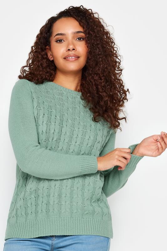Women's  M&Co Green Cable Knit Jumper