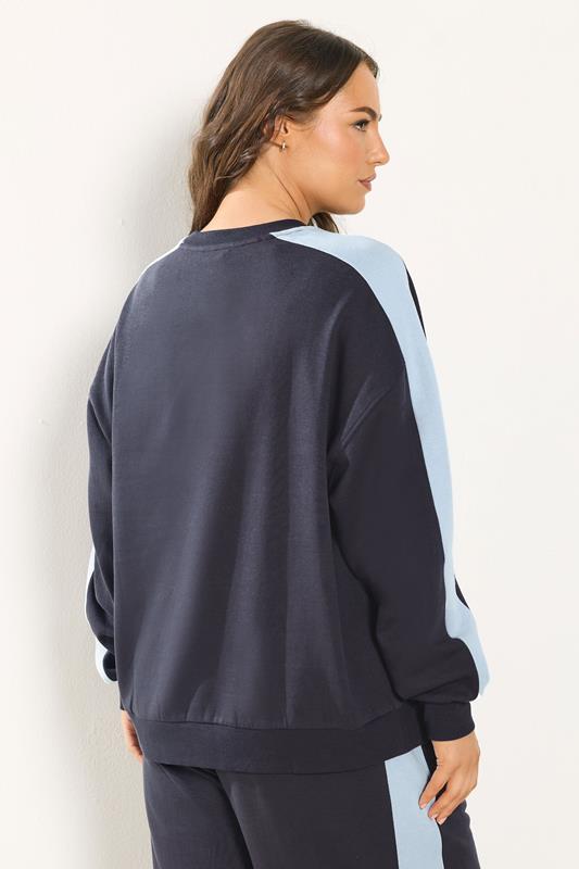 YOURS Plus Size Navy Blue 'NYC' Side Stripe Sweatshirt | Yours Clothing 5