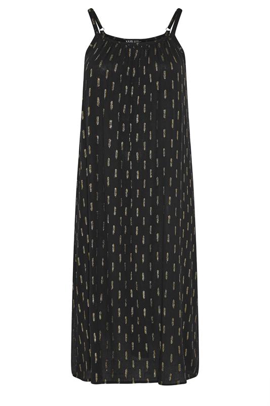 YOURS Plus Size Black Crinkle Metallic Midi Dress | Yours Clothing 7