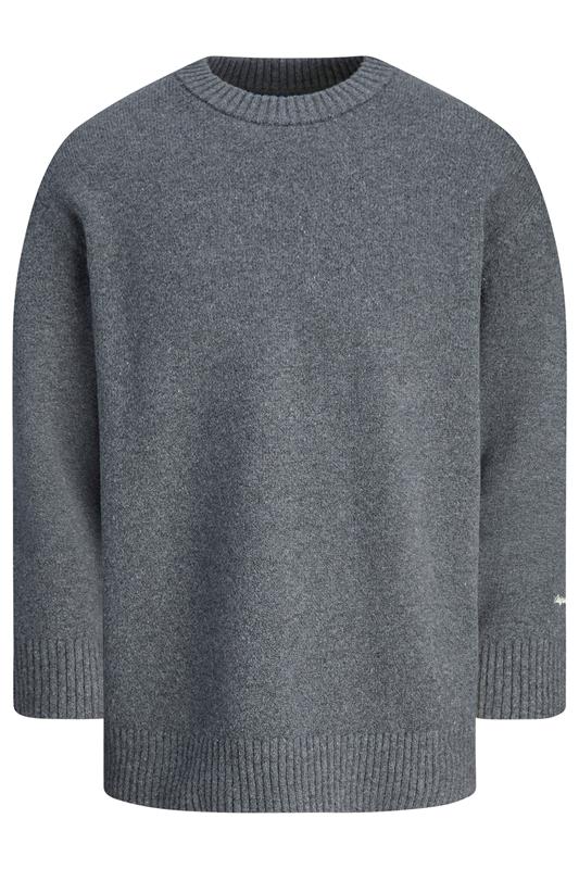 JACK & JONES Big & Tall Dark Grey Crew Neck Knit Jumper | BadRhino 2