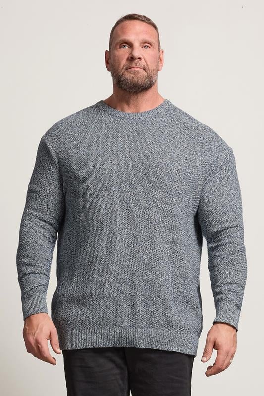 BadRhino Big & Tall Blue Crew Neck Knitted Jumper