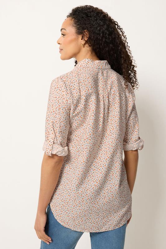 M&Co White & Orange Ditsy Floral Tab Sleeve Shirt 2