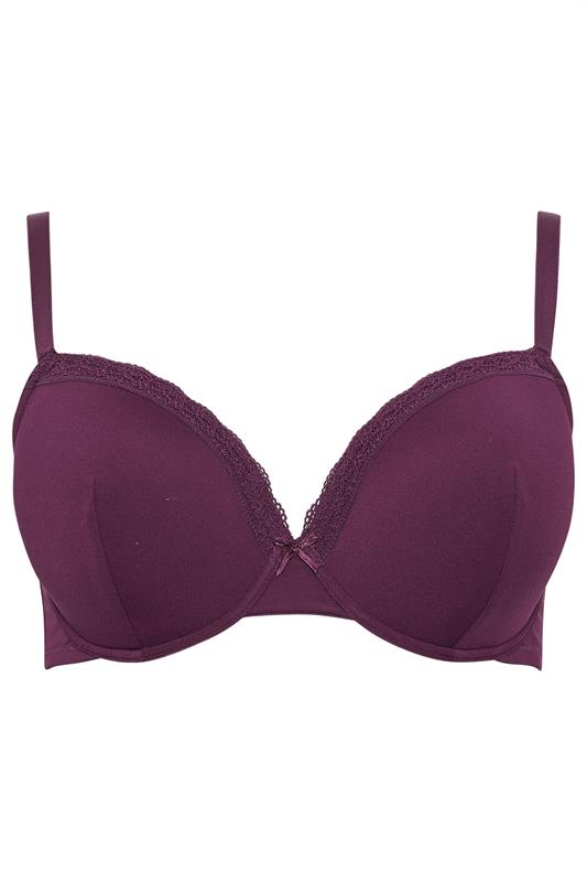 YOURSET 3 PACK Plus Size Purple & Pink Lace Trim Padded T-Shirt Bras | Yours Clothing 13