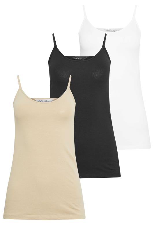 M&Co 3 PACK Beige Brown & White Cami Vest Tops | M&Co 8