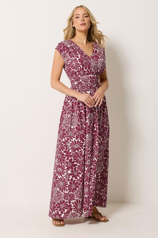 LTS Tall Women's Red Floral Cotton Wrap Maxi Dress | Long Tall Sally 1