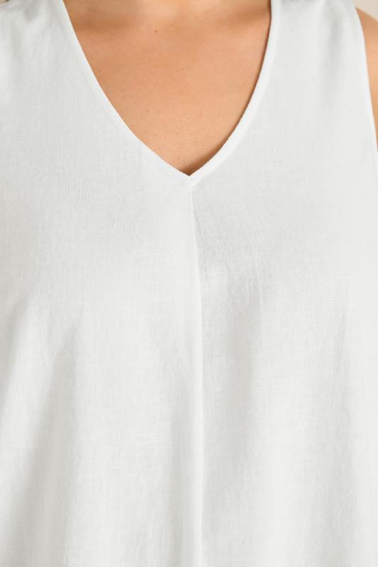EVANS Plus Size White Linen Vest Top | Evans 4