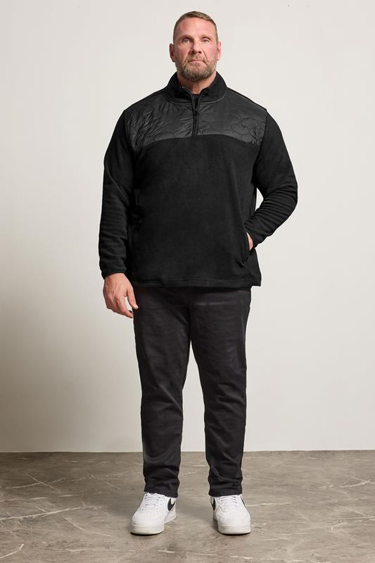 BadRhino Big & Tall Black Quarter Zip Quilted Fleece Jacket | BadRhino 1