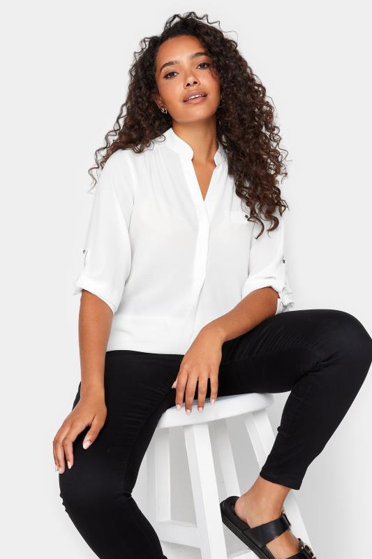 Women's  M&Co Ivory White Tab Sleeve Blouse