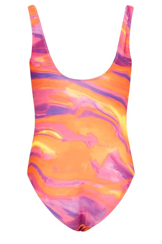 LTS Tall Women's Bright Pink Marble Print Wrap Swimsuit | Long Tall Sally 8