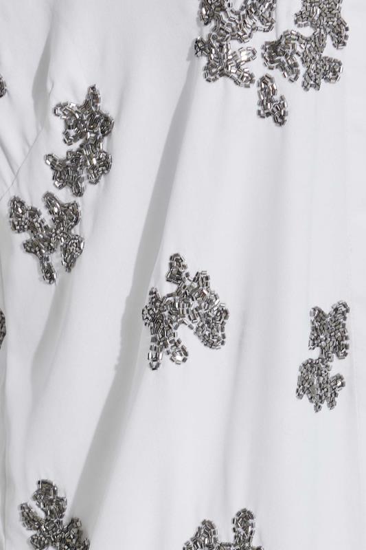 LUXE Plus Size White Hand Embellished Kimono | Yours Clothing 5