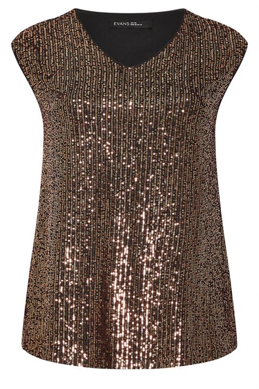 EVANS Plus Size Gold Sequin Embellished Vest Top | Evans 5