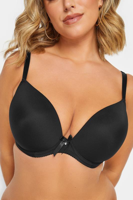 Black Moulded Underwired Plunge T-Shirt Bra | Yours Clothing 3