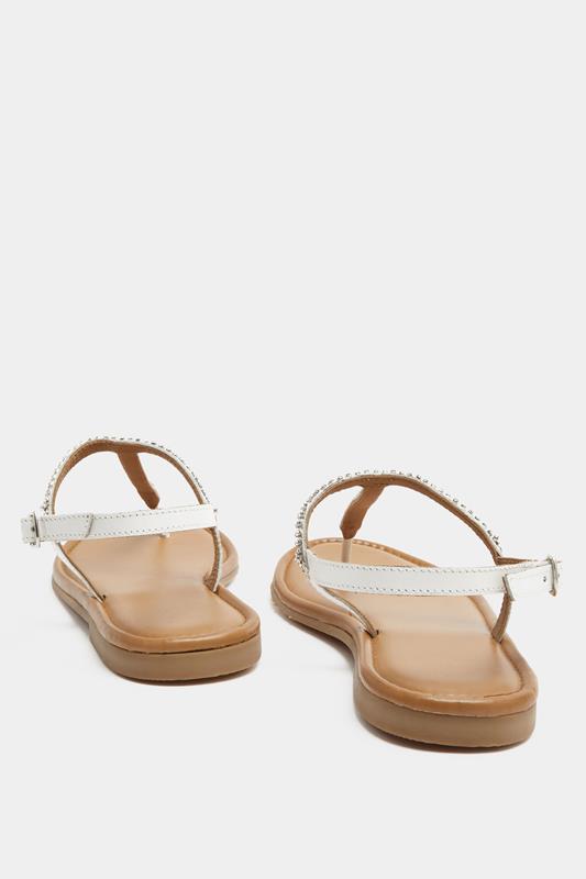 White Diamante Toe Post Sandals In Extra EEE Wide Fit | Yours Clothing 4