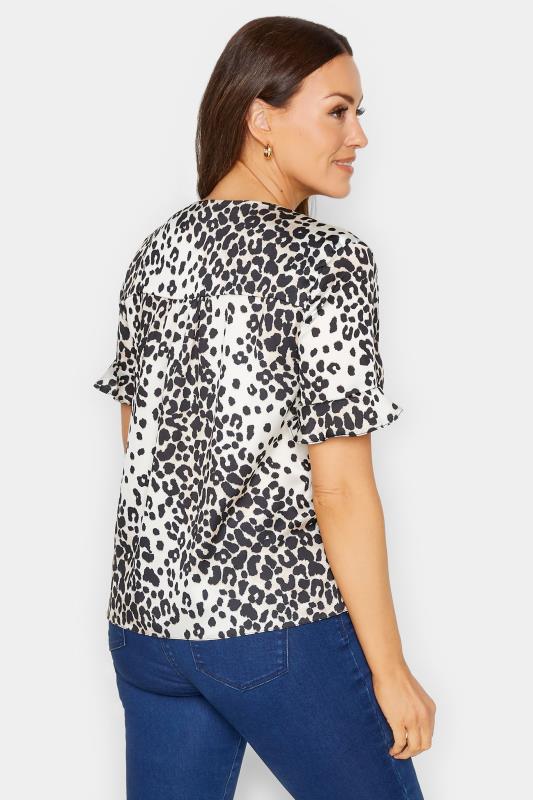 M&Co White Leopard Print Frill Sleeve Button Through Blouse | M&Co 3