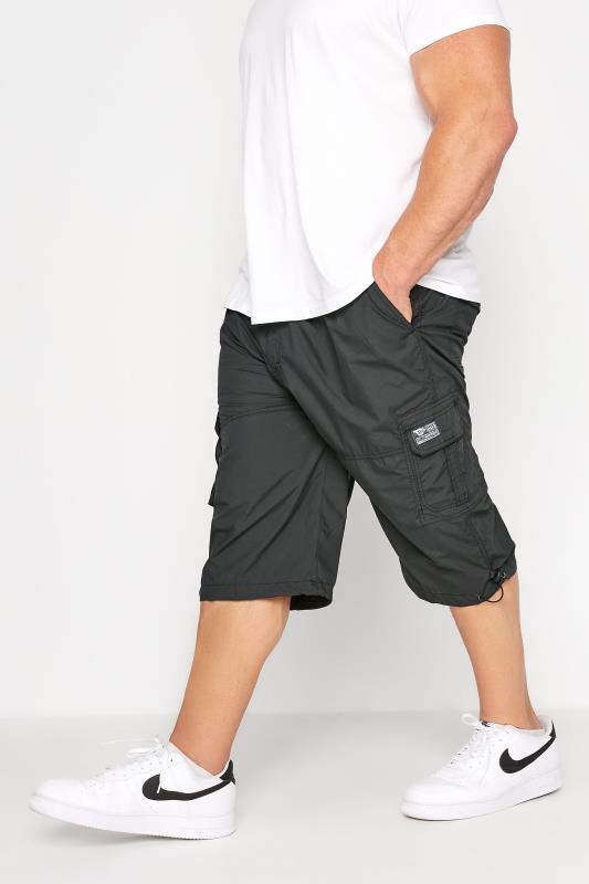 D555 Big & Tall Black Elasticated Waist Cargo Shorts