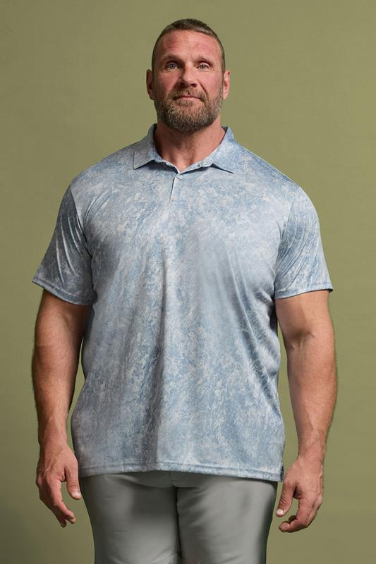 BadRhino Golf Big & Tall Grey Marble Print Polo Shirt