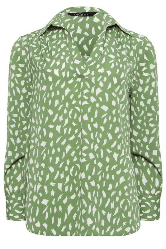 M&Co Green Brush Stroke Print Half Placket Shirt | M&Co 6