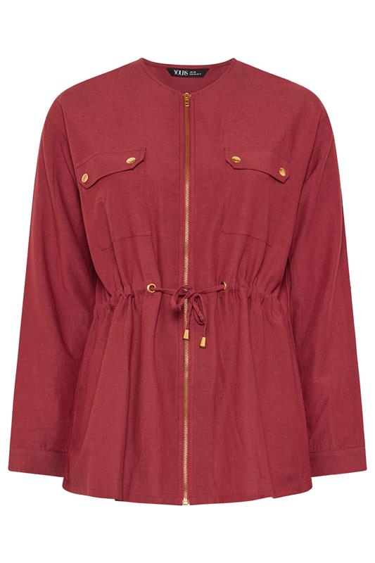 YOURS Plus Size Red Linen Shacket | Yours Clothing 7