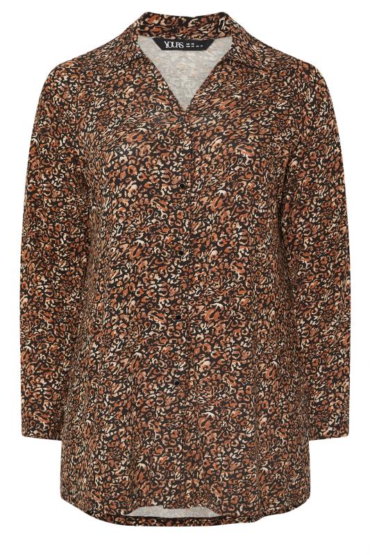 YOURS Plus Size Brown Jersey Leopard Print Shirt | Yours Clothing 5