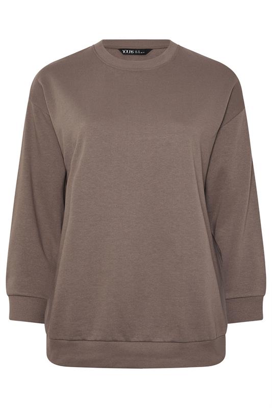 YOURS Plus Size Chocolate Brown Sweatshirt | Yours Clothing 6