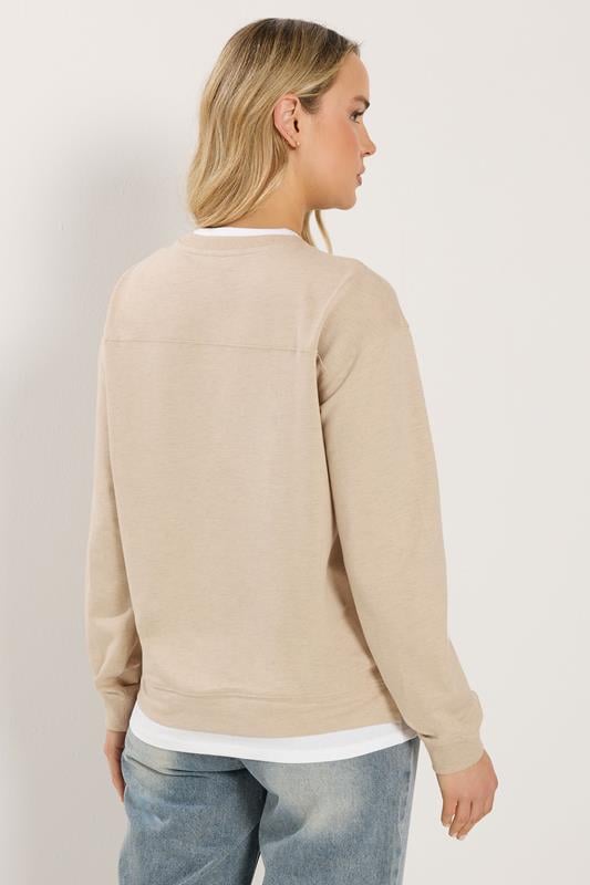 LTS Tall Women's Natural Brown & White Cotton Layered Top | Long Tall Sally 4