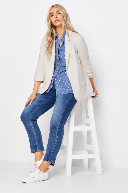 M&Co Ivory White Ruched Sleeve Linen Blazer | M&Co 5