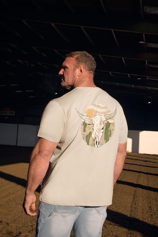 BadRhino Big & Tall Natural Brown Cow Skull Graphic T-Shirt | BadRhino 1