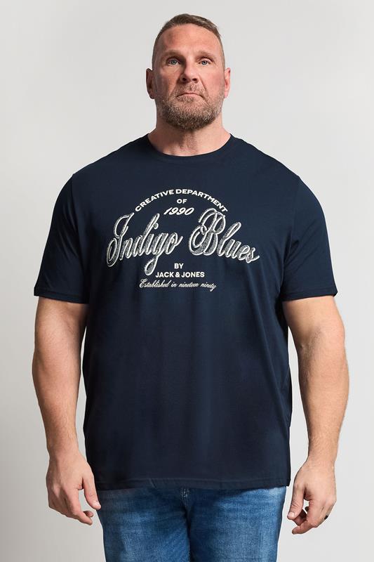 JACK & JONES Big & Tall Navy Blazer Blue Graphic T-Shirt | BadRhino 1