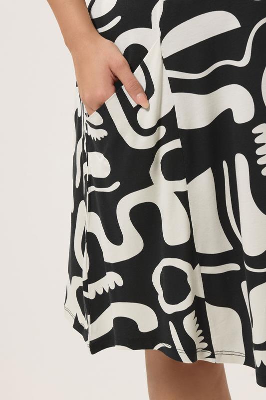 YOURS Plus Size Black Abstract Geometric Tunic Dress | Yours Clothing 4