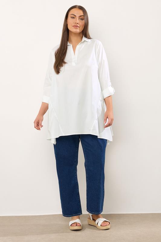 EVANS Plus Size White Overhead Shirt | Evans 1