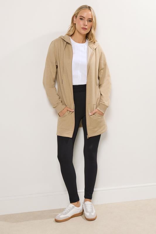 LTS Tall Women's Natural Brown Cotton Longline Hoodie | Long Tall Sally 1