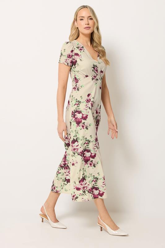 LTS Tall Women's Cream Floral Print Midi Dress | Long Tall Sally 1