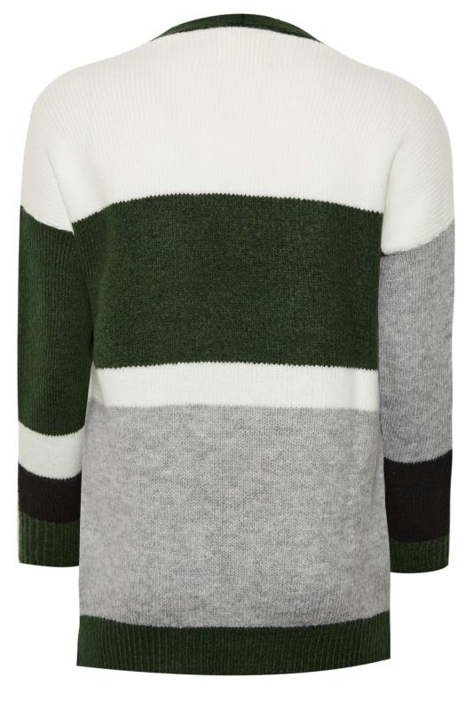YOURS LUXURY Plus Size Green Colourblock Cardigan | Yours Clothing  8