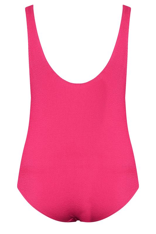YOURS Plus Size Pink Buckle Textured Swimsuit | Yours Clothing 8