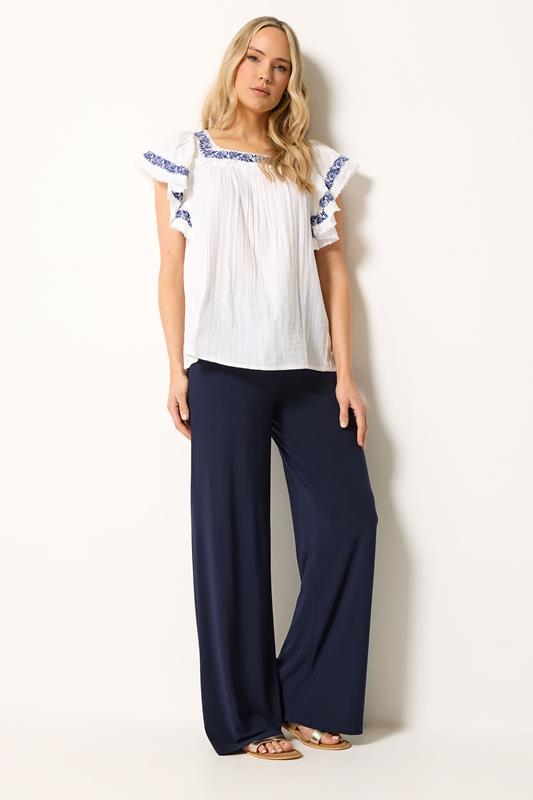 LTS Tall Women's Navy Blue Palazzo Wide Leg Trousers | Long Tall Sally 1