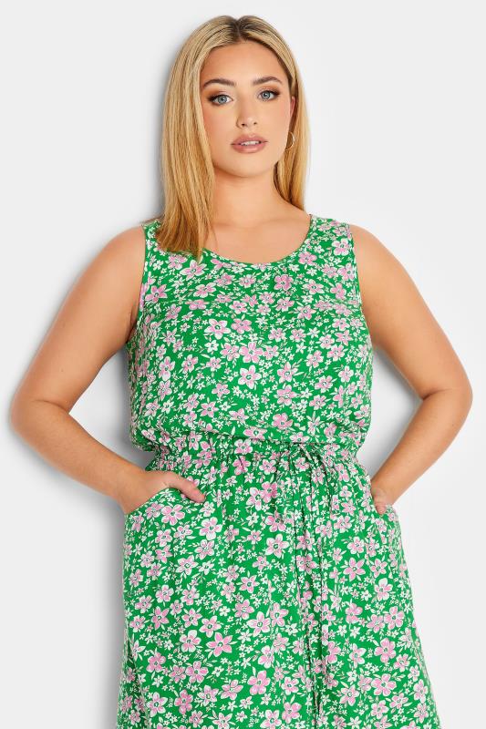 YOURS Curve Plus Size Green Floral Ditsy Print Mini Dress | Yours Clothing  5