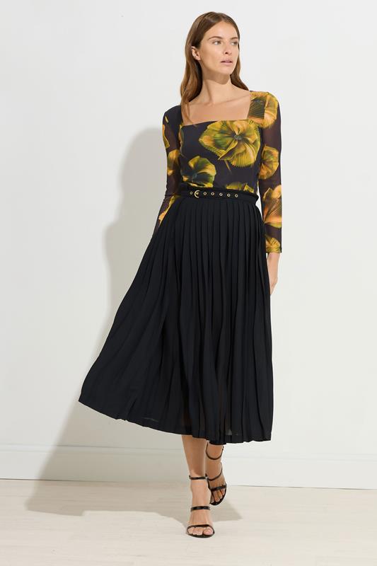  STAR Yellow Floral Square Neck Mesh Top